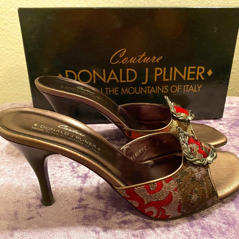 COUTURE DONALD J PLINER Copper Multicolor Heels Mules 9